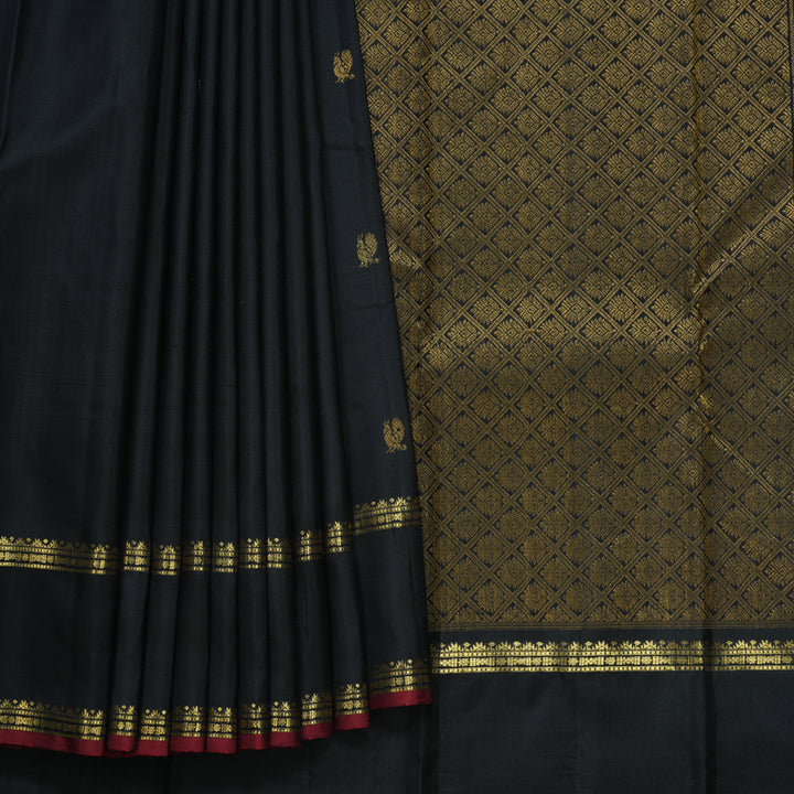 Hayagrivas Handloom Black Kanjivaram Silk Saree KBF568G4-5