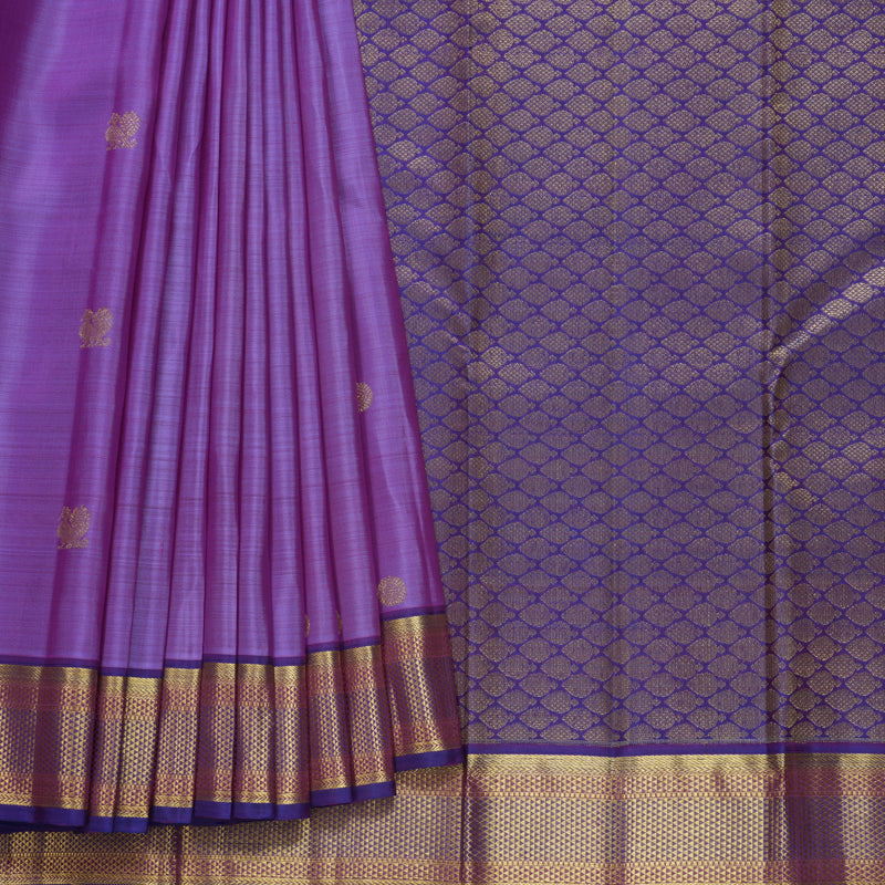 Hayagrivas Handloom Lavender Kanjivaram Silk Saree with Purple Border KBF568G5-11