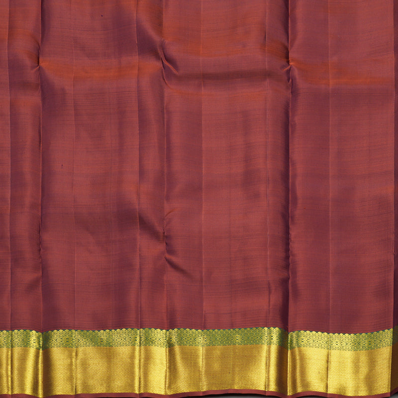 Hayagrivas Handloom Lilac-Grey Kanjivaram Silk Saree with Rust Orange Border KBF568G6-1
