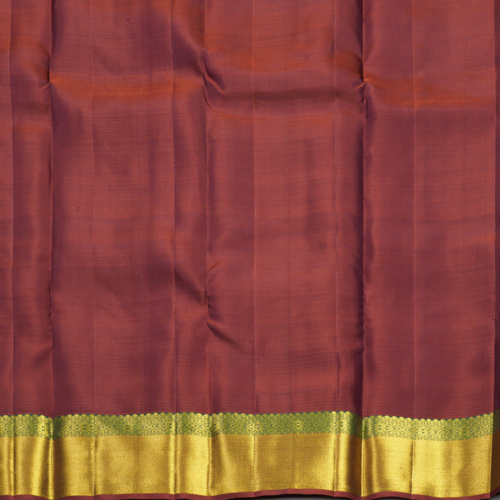 Hayagrivas Handloom Lilac-Grey Kanjivaram Silk Saree with Rust Orange Border KBF568G6-1