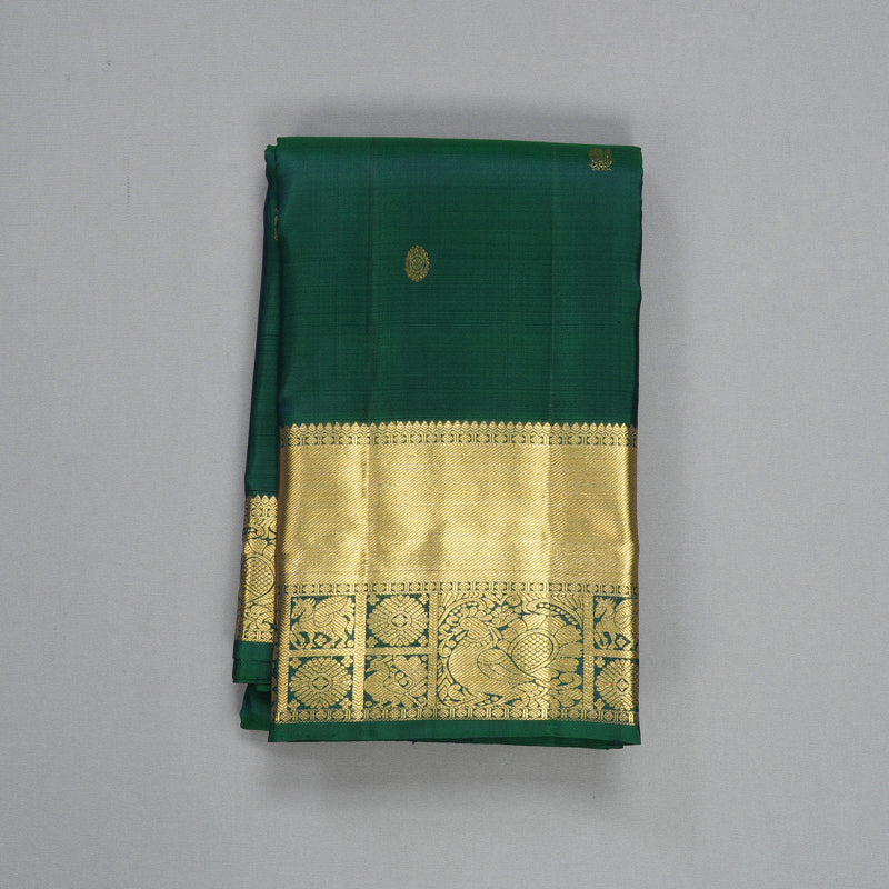 Hayagrivas Handloom Peacock Green Kanjivaram Silk Saree KBF568G6-12