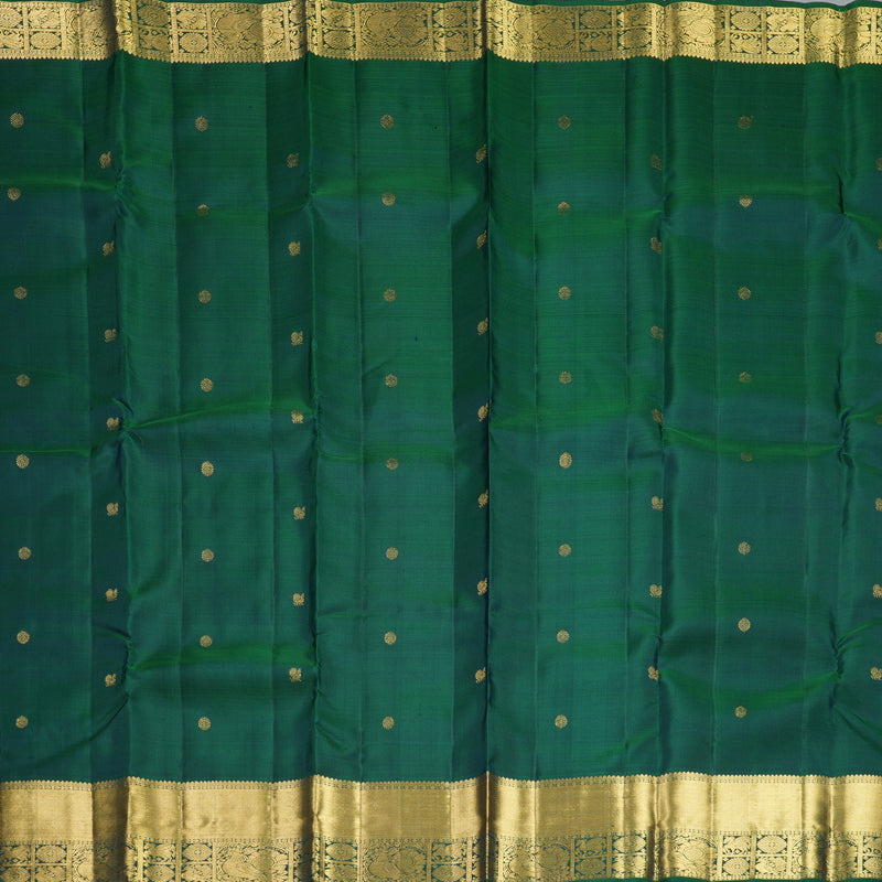 Hayagrivas Handloom Peacock Green Kanjivaram Silk Saree KBF568G6-12