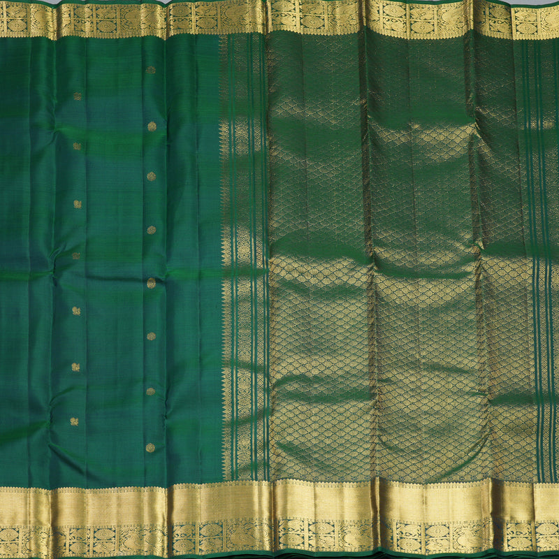 Hayagrivas Handloom Peacock Green Kanjivaram Silk Saree KBF568G6-12