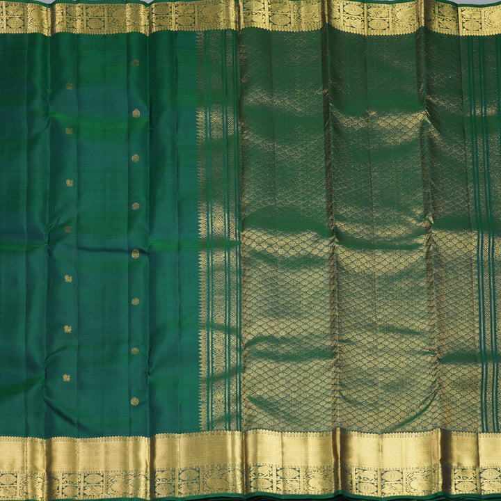 Hayagrivas Handloom Peacock Green Kanjivaram Silk Saree KBF568G6-12