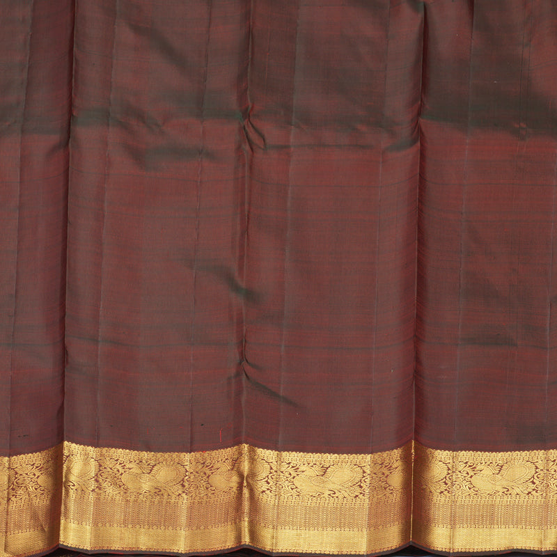 Hayagrivas Handloom Red Kanjivaram Silk Saree with Rust Maroon Border KBF568G6-4