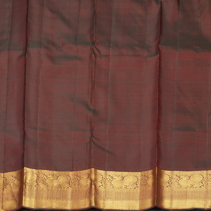 Hayagrivas Handloom Red Kanjivaram Silk Saree with Rust Maroon Border KBF568G6-4