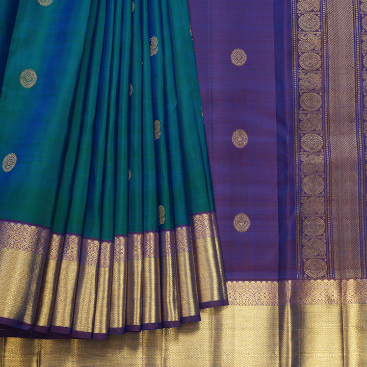 Hayagrivas Handloom Mayilkazhuthu Kanjivaram Silk Saree with Purple Border KBF568G6-8