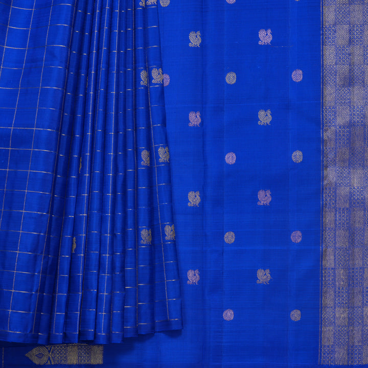 Hayagrivas Handloom Dual Toned (Parrot Green &amp; Blue) Kanjivaram Silk Saree KBF568G7-1
