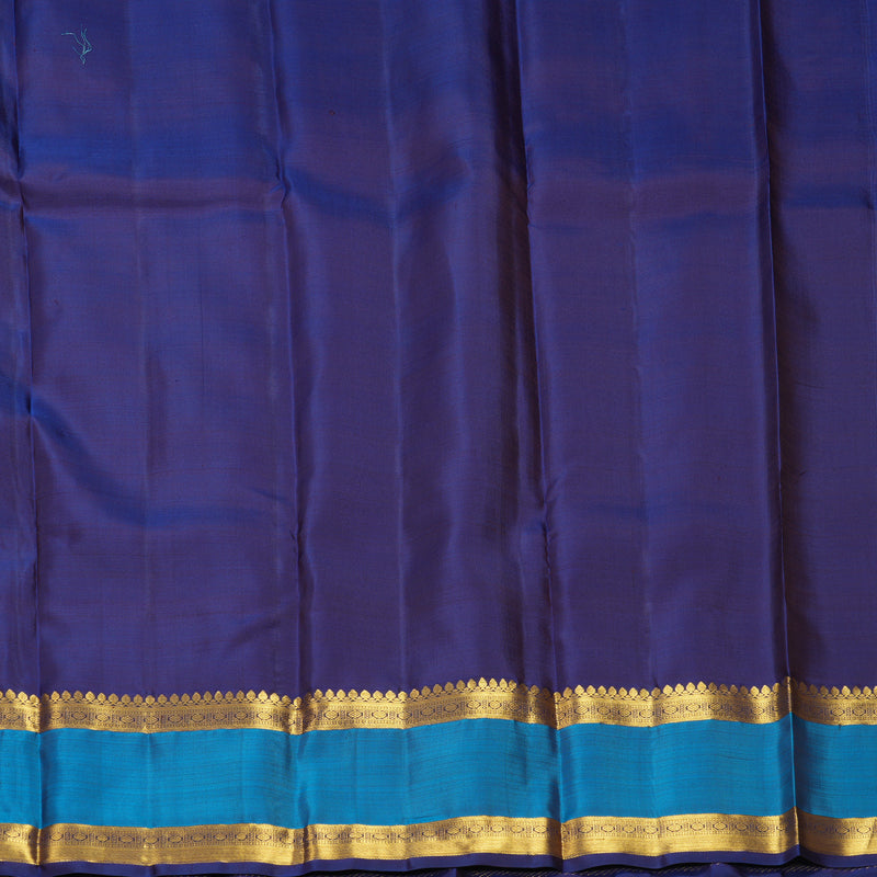 Hayagrivas Handloom Rust Orange Kanjivaram Silk Saree with Ananda Blue Border KBF568G8-10