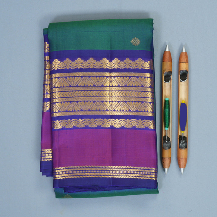 Hayagrivas Handloom Mayilkazhuthu Kanjivaram Silk Saree with Purple Border KBF568G9-13
