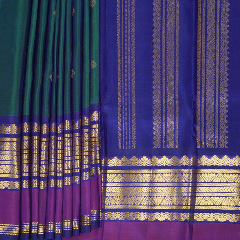 Hayagrivas Handloom Mayilkazhuthu Kanjivaram Silk Saree with Purple Border KBF568G9-13