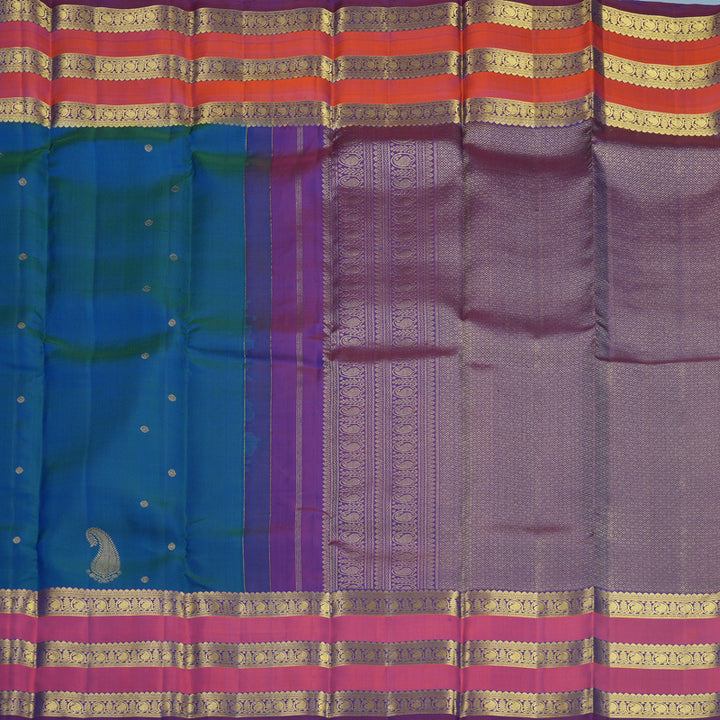 Hayagrivas Handloom Mayilkazhuthu Kanjivaram Silk Saree with Rust Orange Border KBF568G9-14