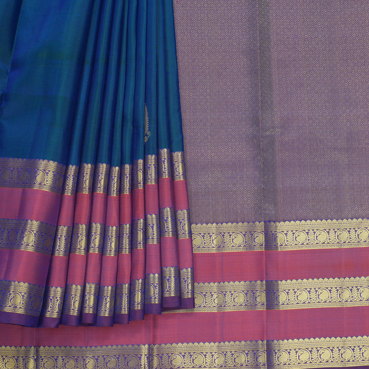 Hayagrivas Handloom Mayilkazhuthu Kanjivaram Silk Saree with Rust Orange Border KBF568G9-14