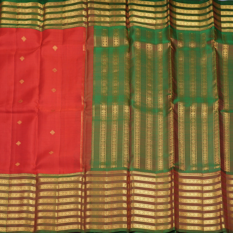 Hayagrivas Handloom Red Kanjivaram Silk Saree with Manthalir Border KBF568G9-2