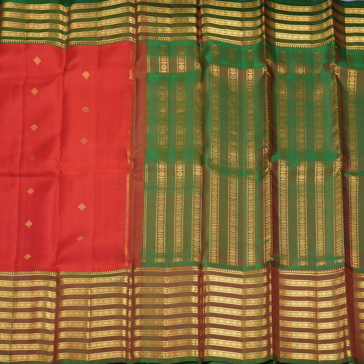 Hayagrivas Handloom Red Kanjivaram Silk Saree with Manthalir Border KBF568G9-2