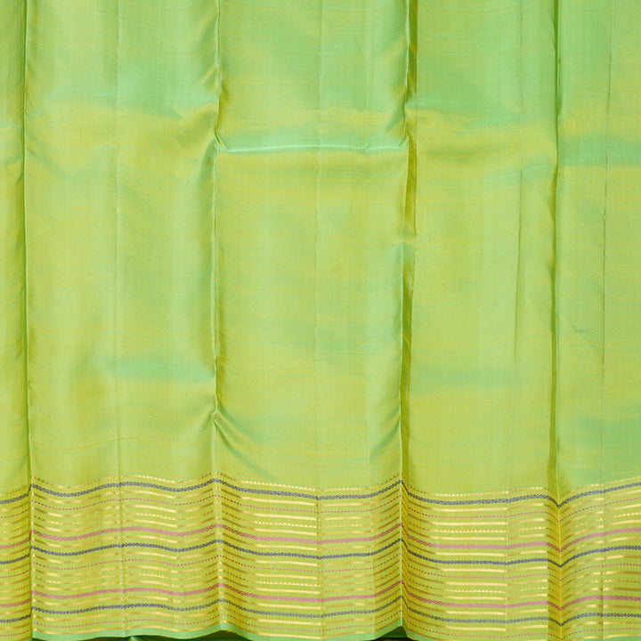 Hayagrivas Handloom Yellow Kanjivaram Silk Saree with Parrot Green Border KBF568G9-3