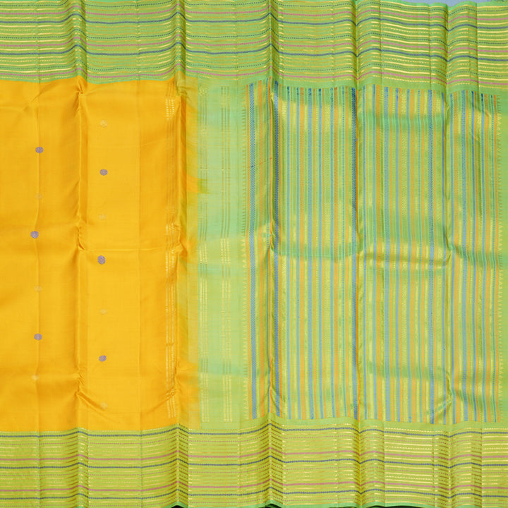 Hayagrivas Handloom Yellow Kanjivaram Silk Saree with Parrot Green Border KBF568G9-3