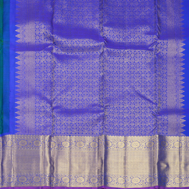 Hayagrivas Handloom Mayilkazhuthu Kanjivaram Silk Saree with Blue Border KBF568G9-4