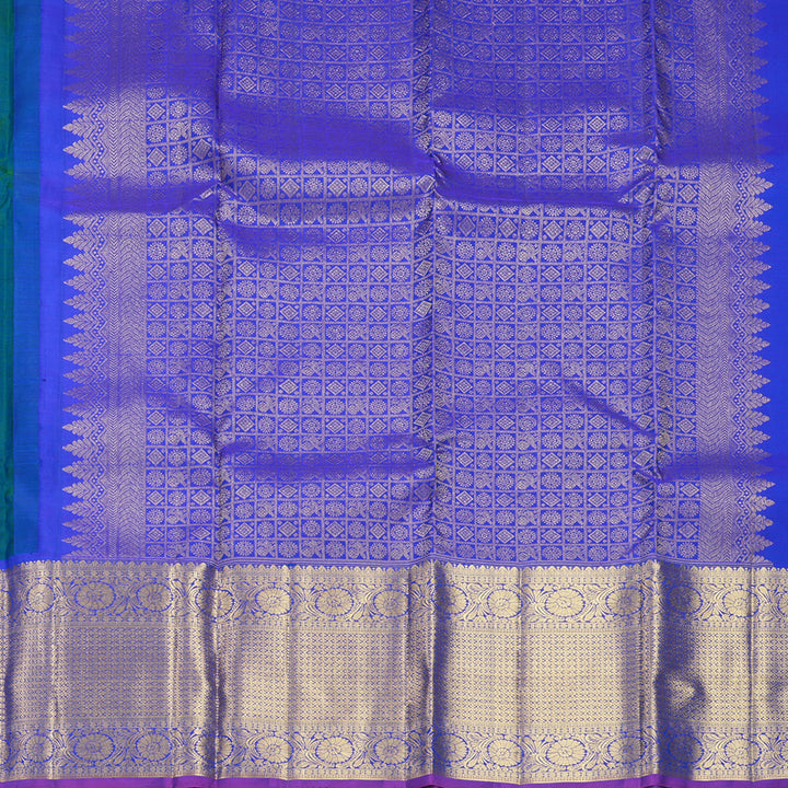 Hayagrivas Handloom Mayilkazhuthu Kanjivaram Silk Saree with Blue Border KBF568G9-4