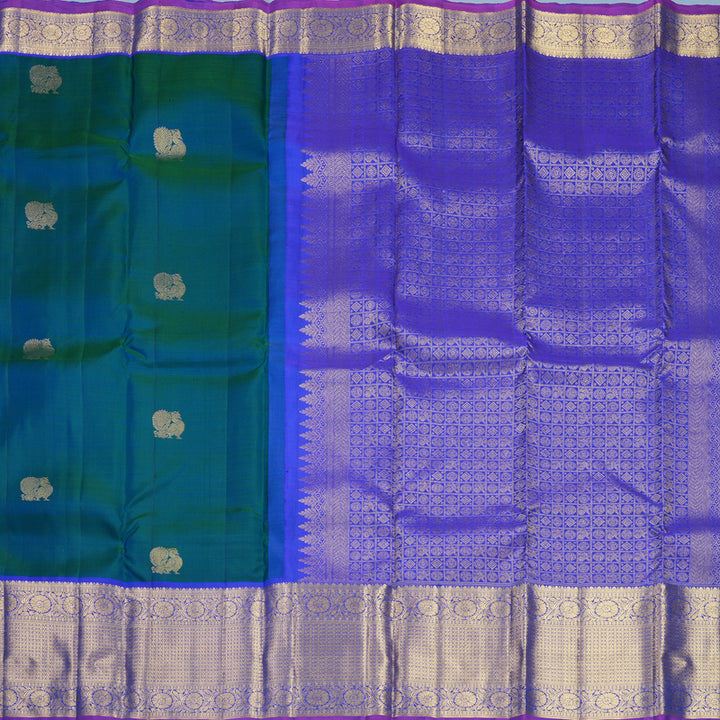 Hayagrivas Handloom Mayilkazhuthu Kanjivaram Silk Saree with Blue Border KBF568G9-4