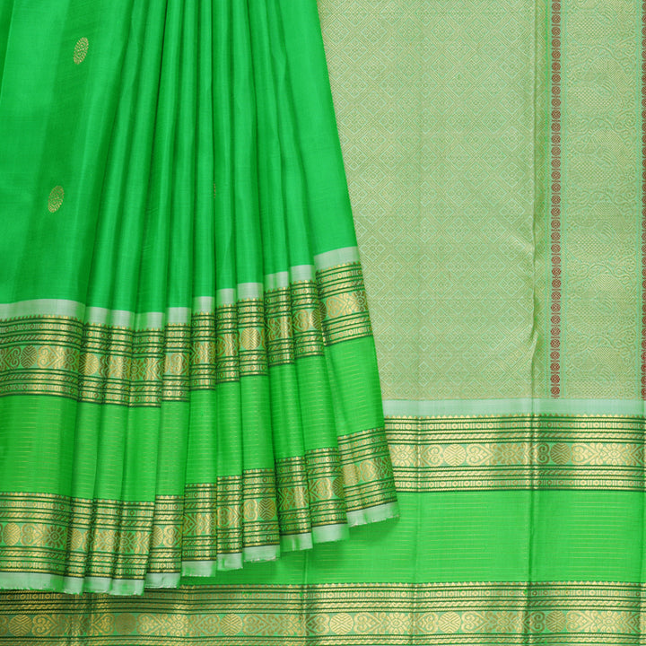 Hayagrivas Handloom Parrot Green Kanjivaram Silk Saree KBF568G9-7