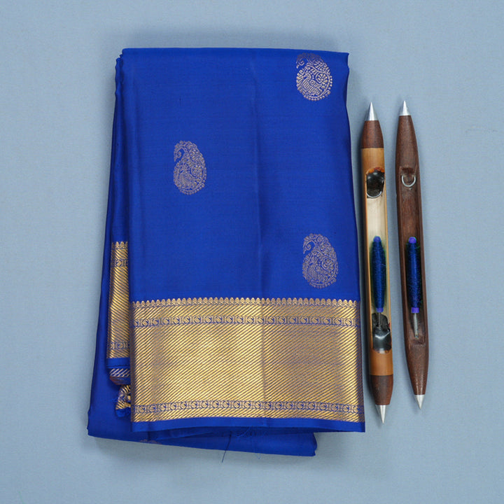 Hayagrivas Handloom Royal Blue Kanjivaram Silk Saree KBF569G1-1