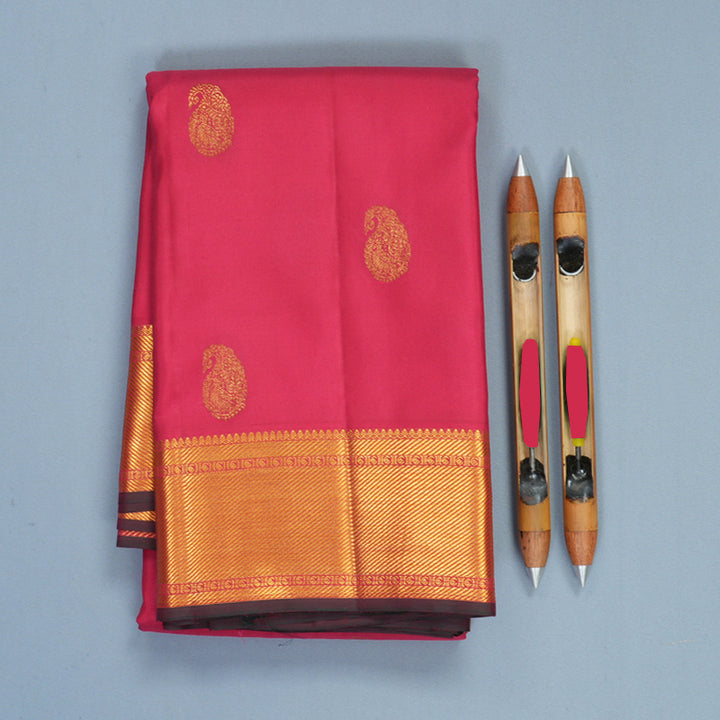 Hayagrivas Handloom Pink Kanjivaram Silk Saree KBF569G1-3