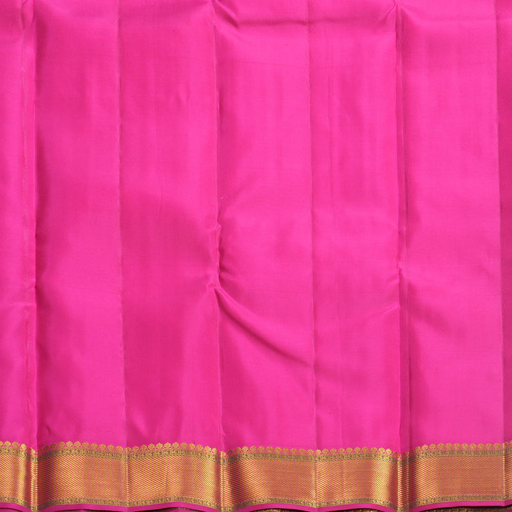 Hayagrivas Handloom Orangish-Pink Kanjivaram Silk Saree with Rani Pink Border KBF569G1-4