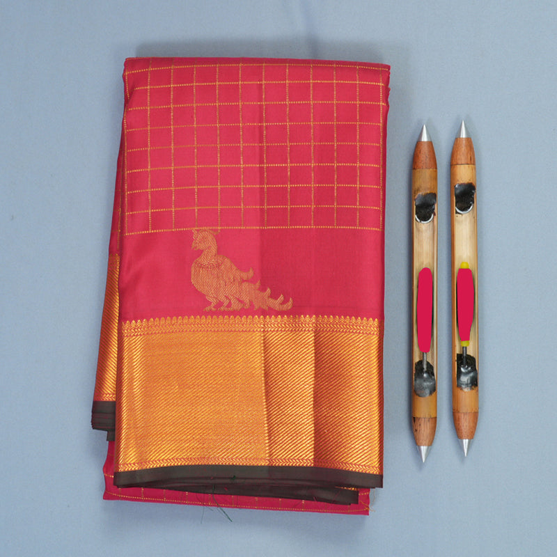 Hayagrivas Handloom Pink Kanjivaram Silk Saree KBF569G11-1