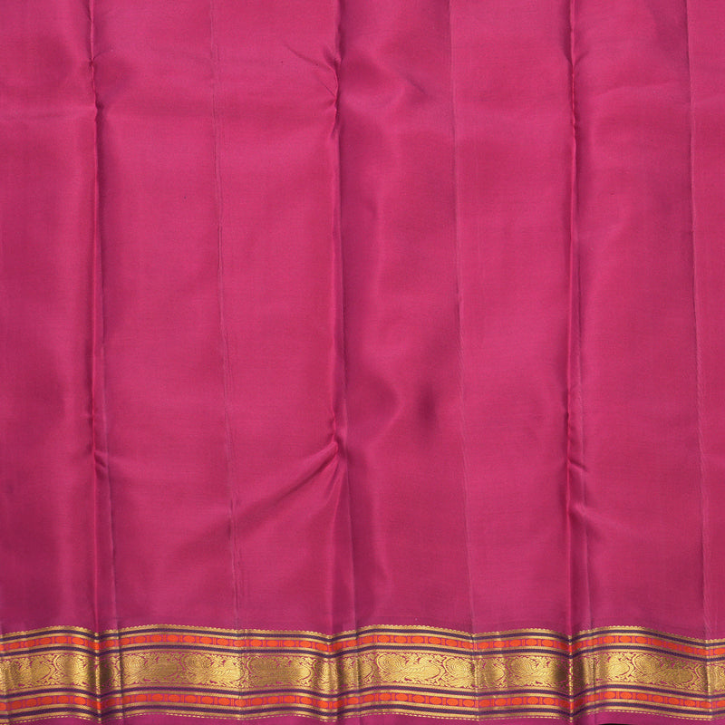 Hayagrivas Handloom Turmeric Yellow Kanjivaram Silk Saree with Pink Border KBF569G11-8