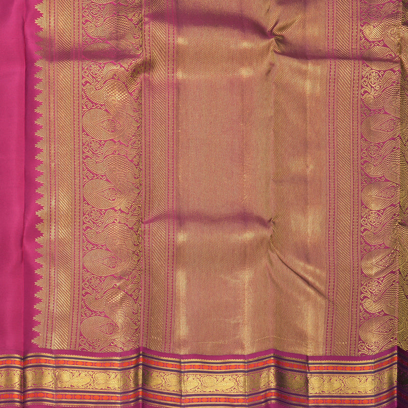 Hayagrivas Handloom Turmeric Yellow Kanjivaram Silk Saree with Pink Border KBF569G11-8