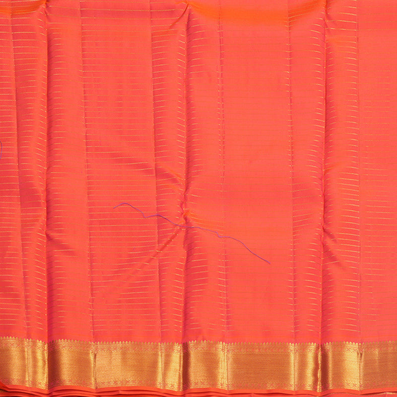 Hayagrivas Handloom Blue Kanjivaram Silk Saree with Pinkish-Orange Border KBF569G13-1