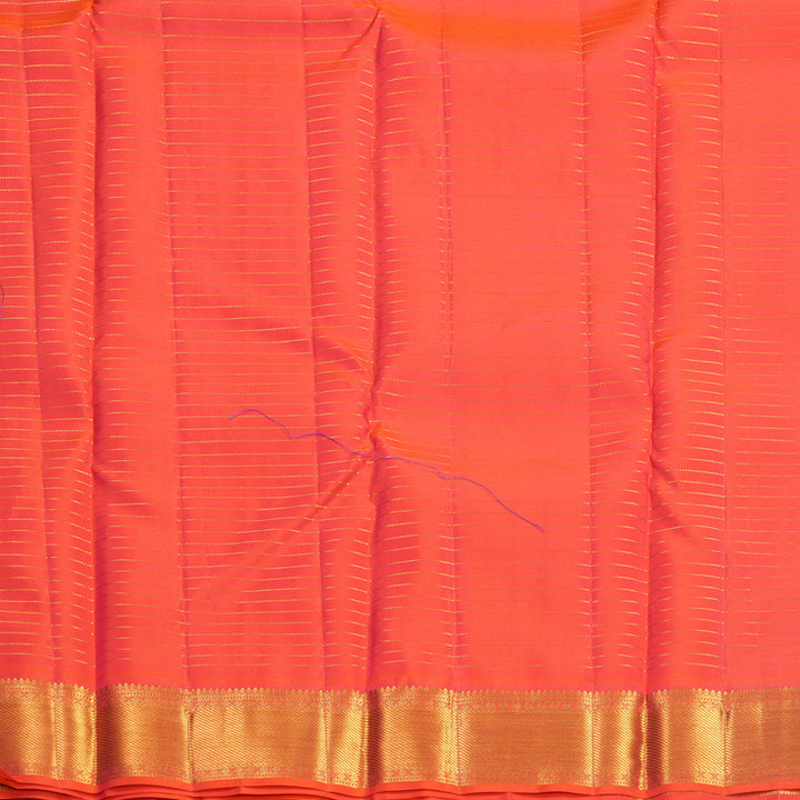 Hayagrivas Handloom Blue Kanjivaram Silk Saree with Pinkish-Orange Border KBF569G13-1