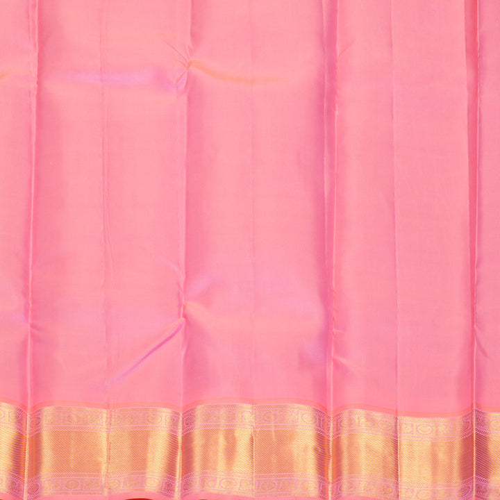 Hayagrivas Handloom Bottle Green Kanjivaram Silk Saree with Peach Pink Border KBF569G13-4