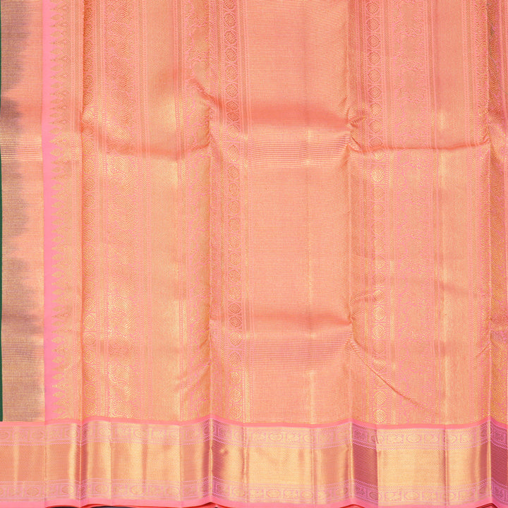 Hayagrivas Handloom Bottle Green Kanjivaram Silk Saree with Peach Pink Border KBF569G13-4