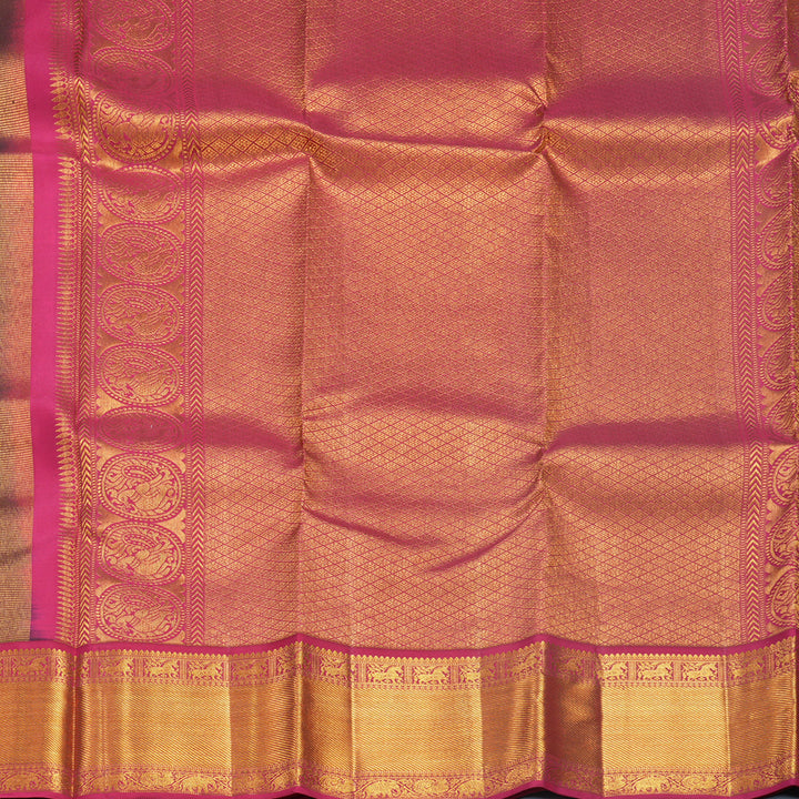 Hayagrivas Handloom Bottle Green Kanjivaram Silk Saree with Ganga Jamuna Border KBF569G13-5