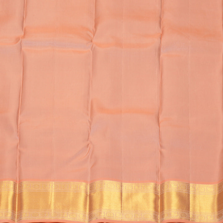 Hayagrivas Handloom Bottle Green Kanjivaram Silk Saree with Peach Orange Border KBF569G13-7