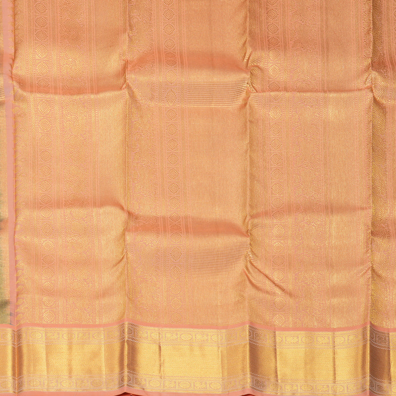 Hayagrivas Handloom Bottle Green Kanjivaram Silk Saree with Peach Orange Border KBF569G13-7