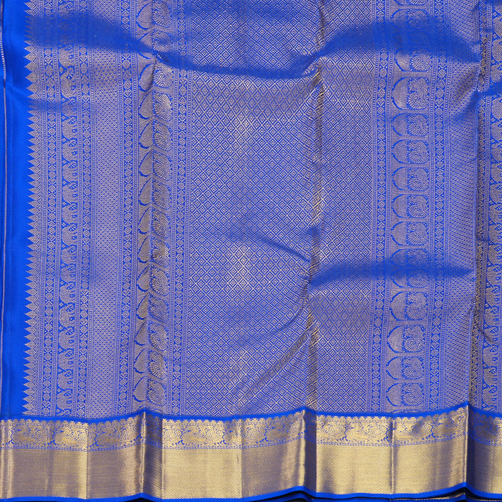 Hayagrivas Handloom Mustard Yellow Kanjivaram Silk Saree with MS Blue Border KBF569G13-8