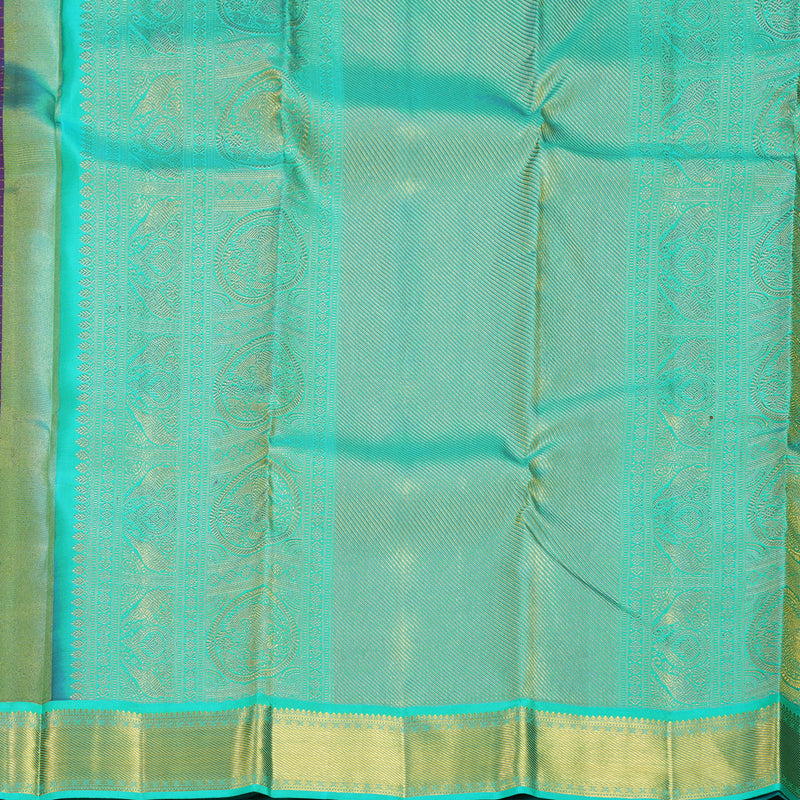Hayagrivas Handloom Purple Kanjivaram Silk Saree with Sea Green Border KBF569G14-1
