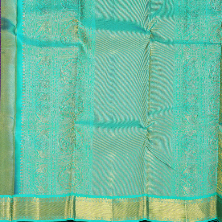 Hayagrivas Handloom Purple Kanjivaram Silk Saree with Sea Green Border KBF569G14-1