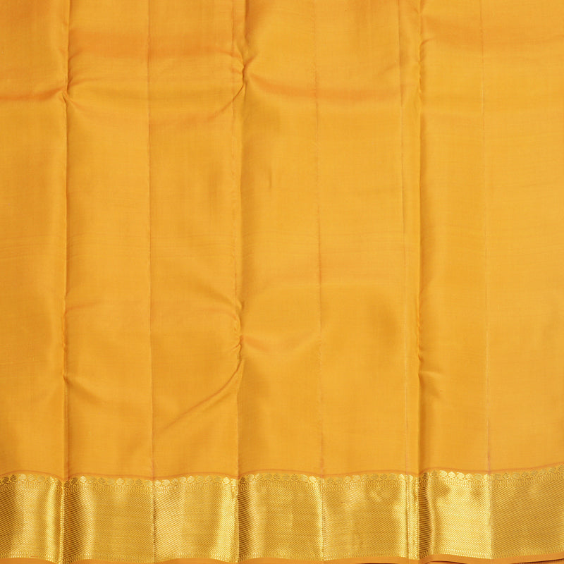 Hayagrivas Handloom Reddish-Pink Kanjivaram Silk Saree with Mustard Yellow Border KBF569G15-2