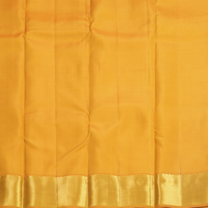Hayagrivas Handloom Reddish-Pink Kanjivaram Silk Saree with Mustard Yellow Border KBF569G15-2