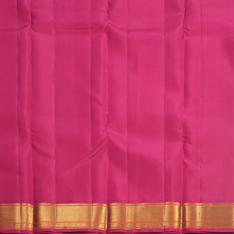 Hayagrivas Handloom Half-White Kanjivaram Silk Saree with Pink Border KBF569G16-1