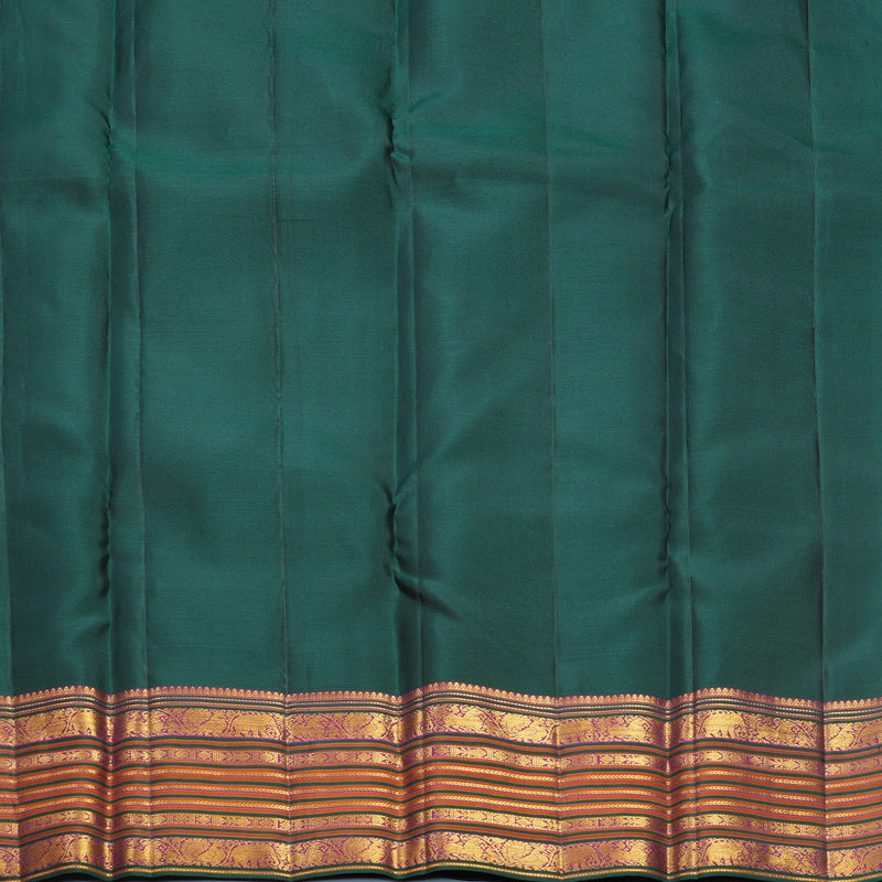 Hayagrivas Handloom Deep Peacock Green Kanjivaram Silk Saree KBF569G2-1