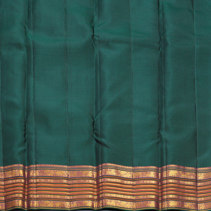 Hayagrivas Handloom Deep Peacock Green Kanjivaram Silk Saree KBF569G2-1