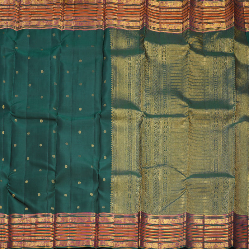 Hayagrivas Handloom Deep Peacock Green Kanjivaram Silk Saree KBF569G2-1