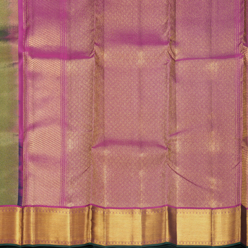 Hayagrivas Handloom Bottle Green Kanjivaram Silk Saree with Purple Border KBF569G3-1