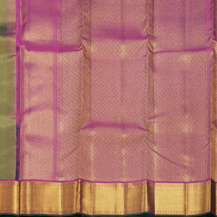 Hayagrivas Handloom Bottle Green Kanjivaram Silk Saree with Purple Border KBF569G3-1