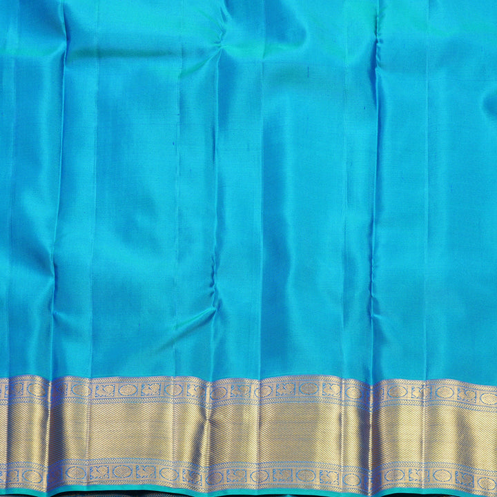 Hayagrivas Handloom MS Blue Kanjivaram Silk Saree with Aqua Blue Border KBF569G4-2